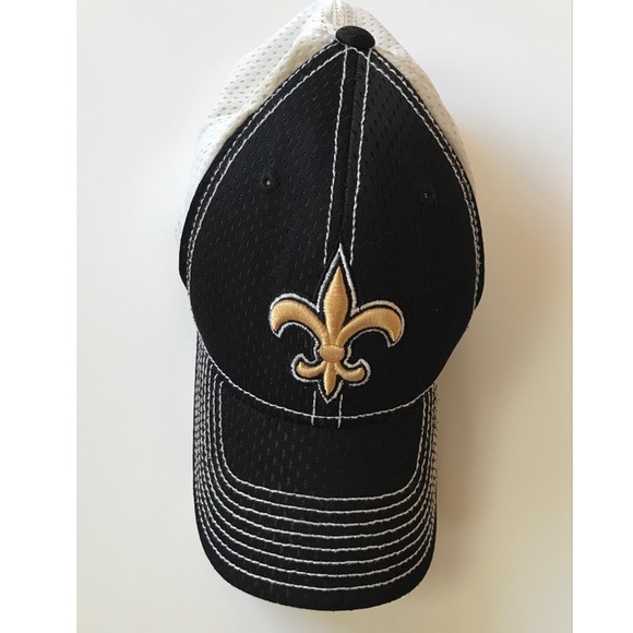 Reebok Onfield NFL New Orleans Saints Black, Gold & White Fitted Hat One Size - Picture 1 of 12